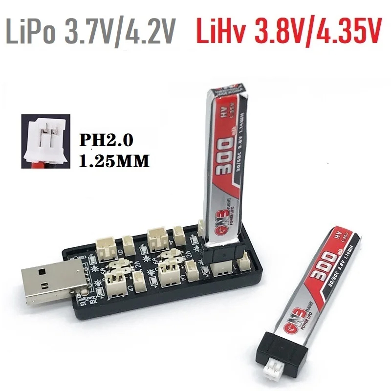 Drone Battery Plate - 6CH USB 1S LiPo/LiHv 3,7 V/4,2