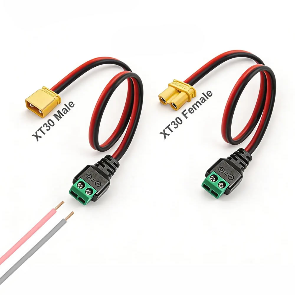 Drone Battery Connector - XT30 Stecker-Buchse-Verbinder auf lötfreien 2-Pin-Schraubklemmenadapter für
