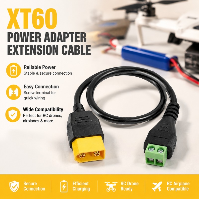 Drone Battery Balance Charger - XT60 Stecker- und Buchsenadapter auf 2-Pin-Schraubklemmenadapterkabel,