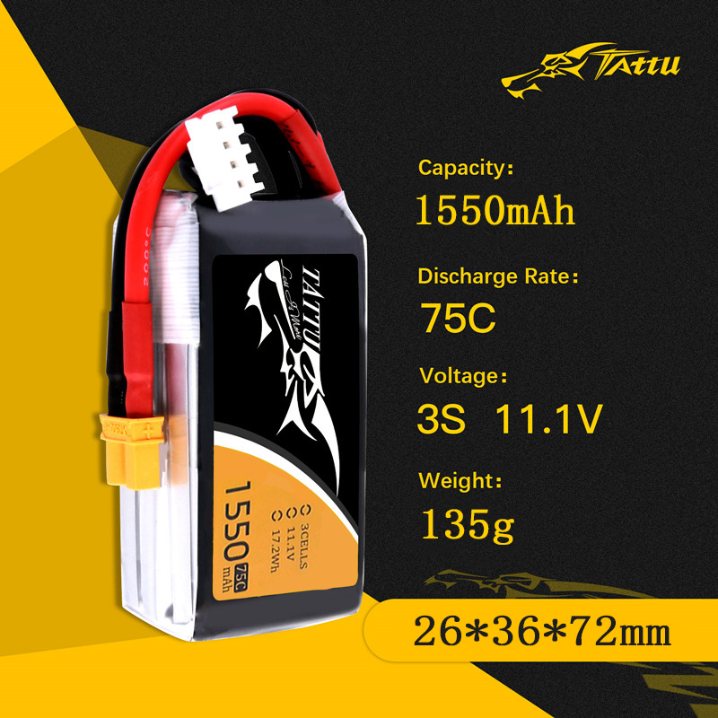 Tattu 3s 11,1 v 1550mah 75c li – Drone Battery Li-Ion Bewertung und Preis